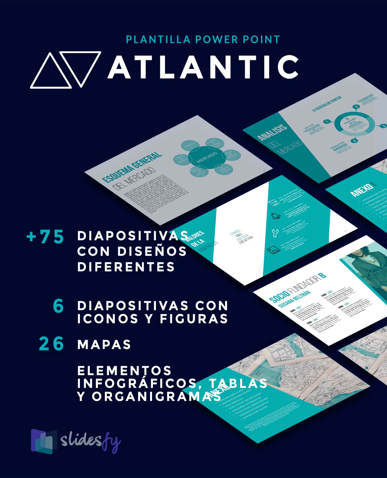 Plantilla Power Point plan de empresa atlantic